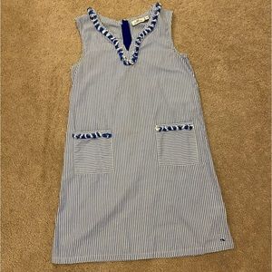 Vineyard Vines Girls Blue and White Striped Dress